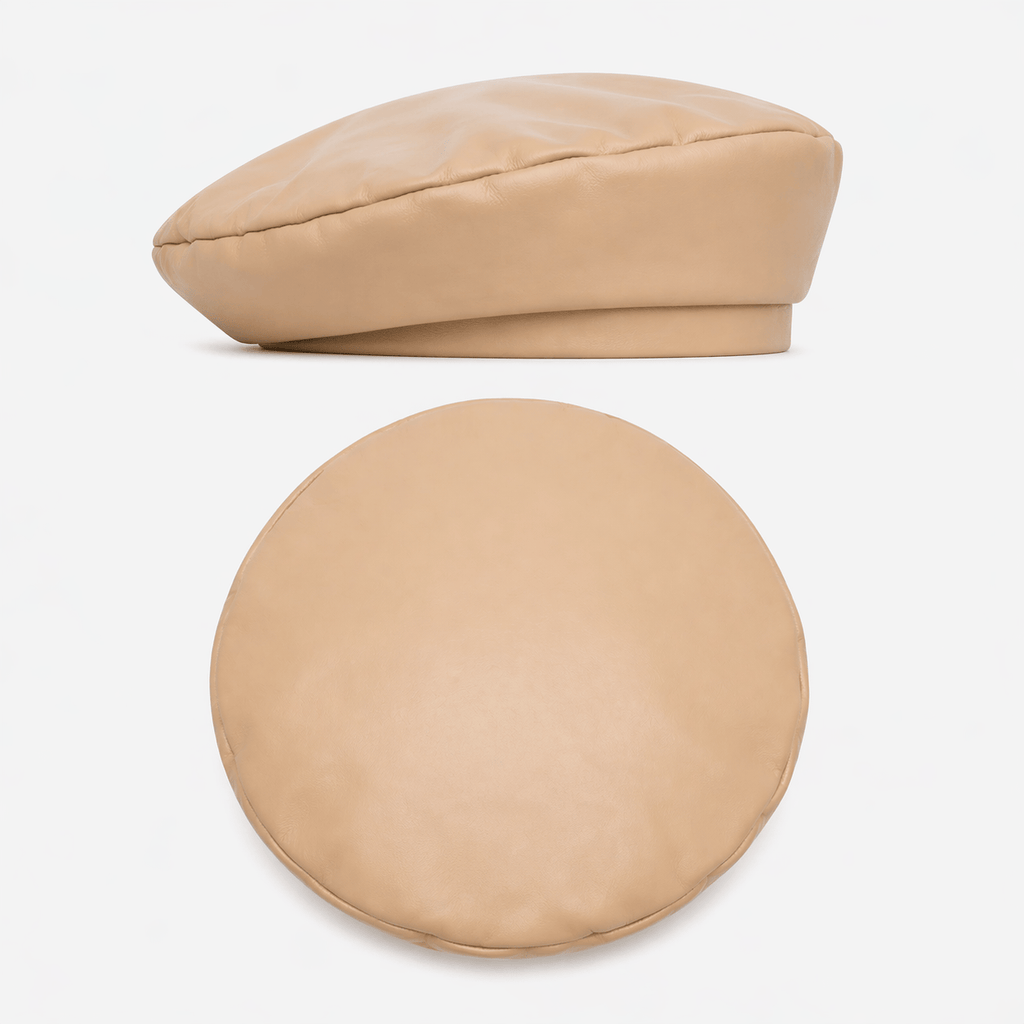 Béret Femme Cuir Beige - ERIS