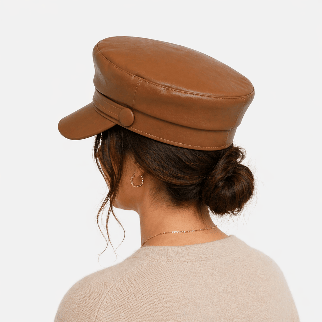Béret Femme Cuir Marron - LILY