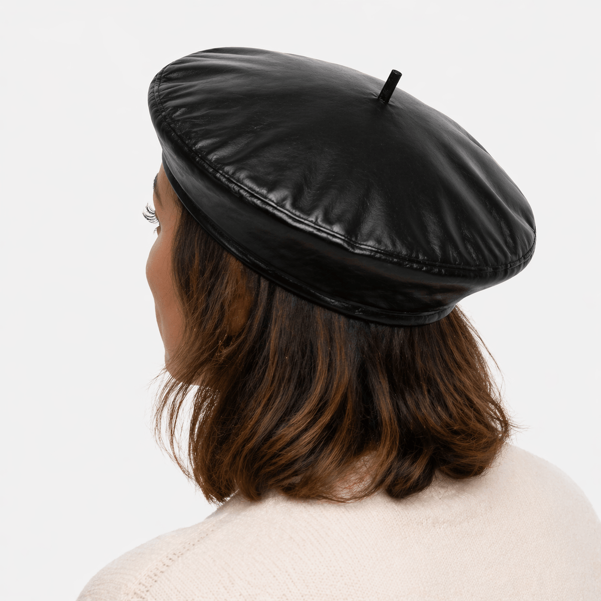 Béret Femme Cuir Noir - LOLA