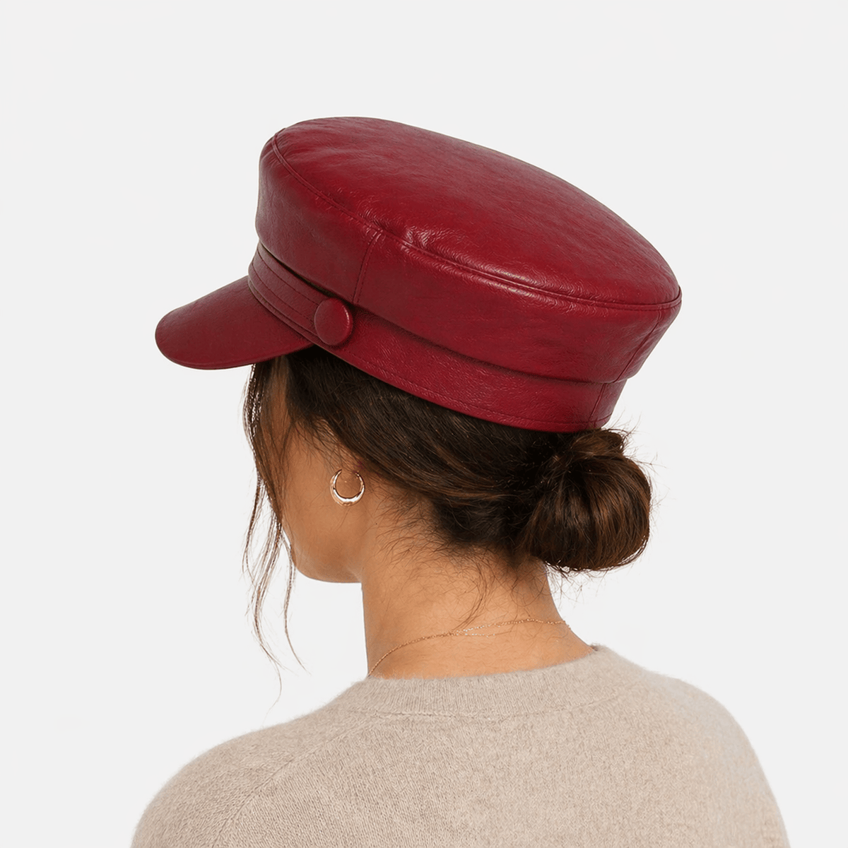 Béret Femme Cuir Rouge - SONIA