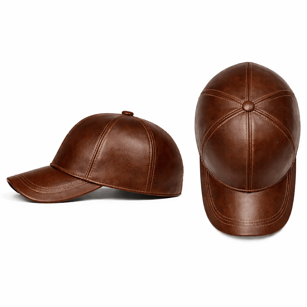 Casquette Baseball Cuir Marron - LINA