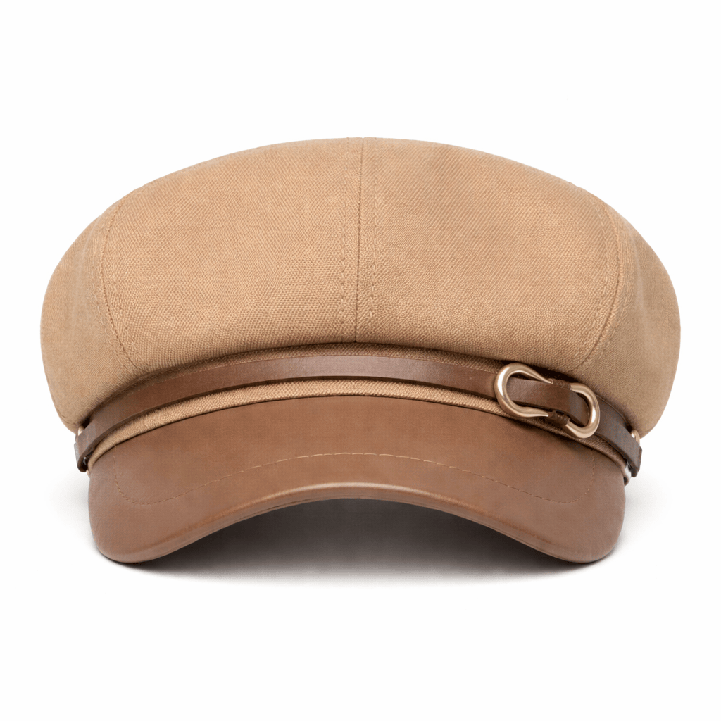 Casquette Cuir Femme Beige - MARA