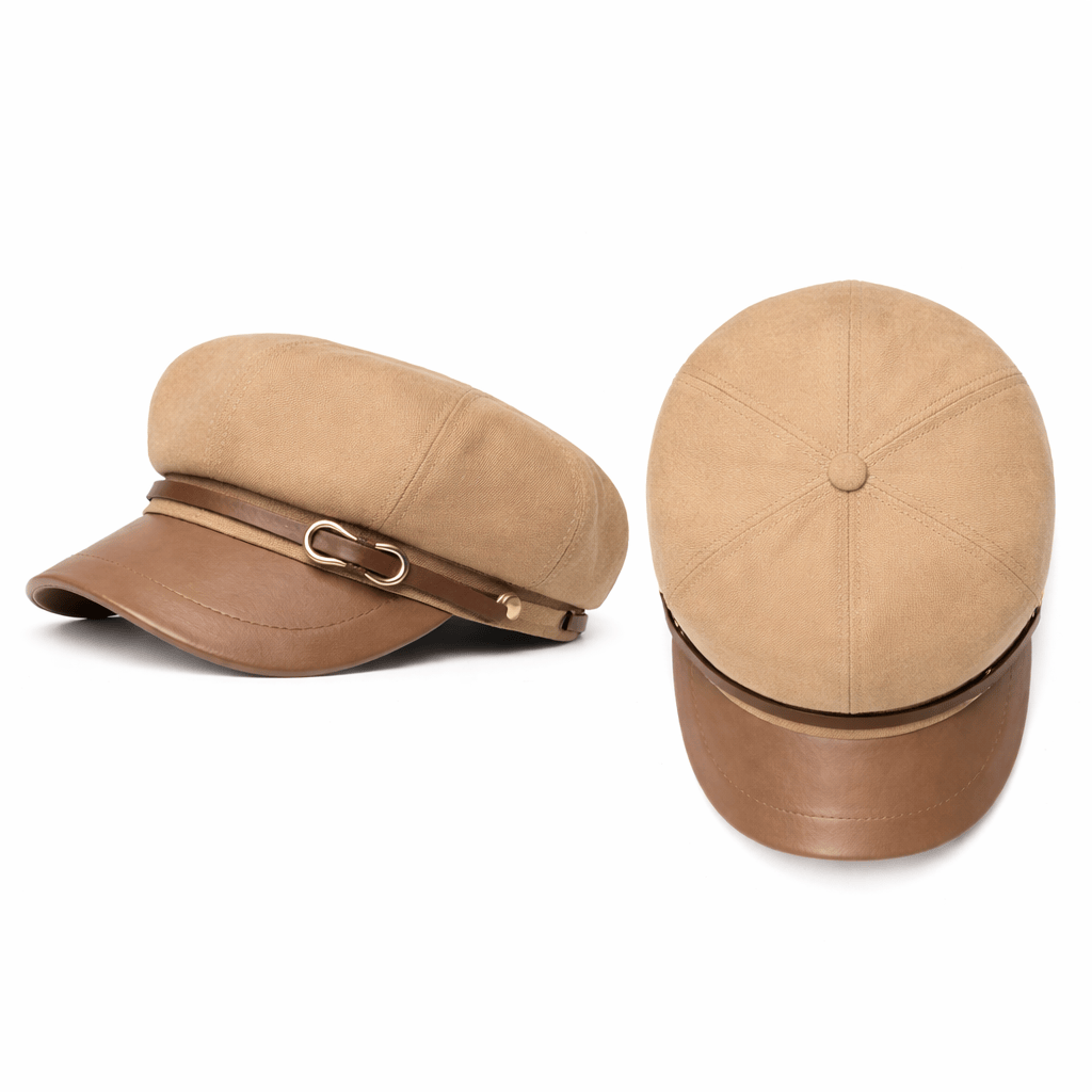 Casquette Cuir Femme Beige - MARA