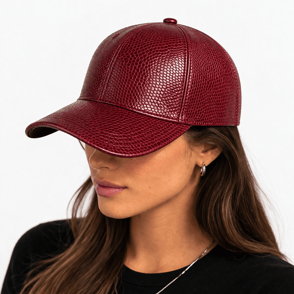 Casquette Cuir Femme Bordeaux - MACY