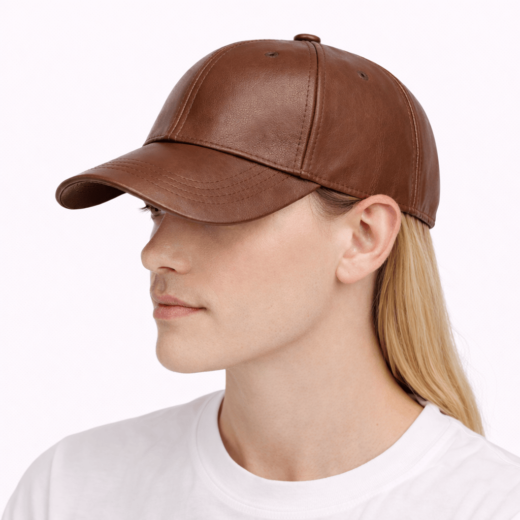 Casquette Cuir Femme Marron - MARY