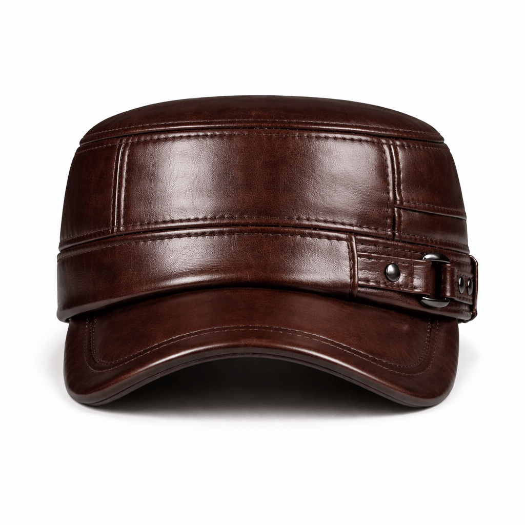 Casquette Cuir Homme Marron - LUCY