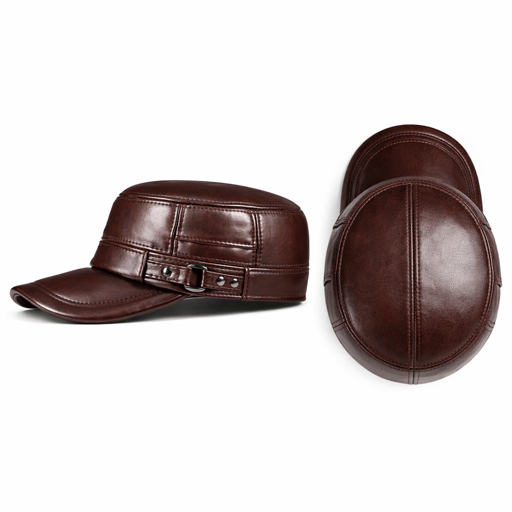 Casquette Cuir Homme Marron - LUCY